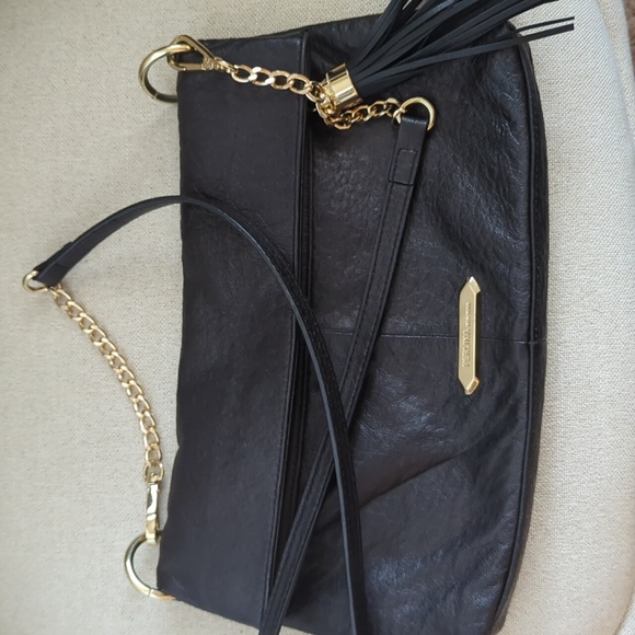Perlina Genuine Black Leather Convertible Clutch/ Cross Body - Picture 4 of 4